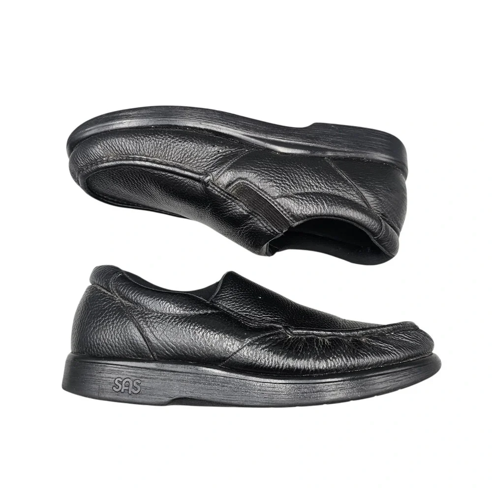 SAS Mens Side Gore Black Leather Comfort Moc Toe Loafers Shoes 14 M H6970081-3